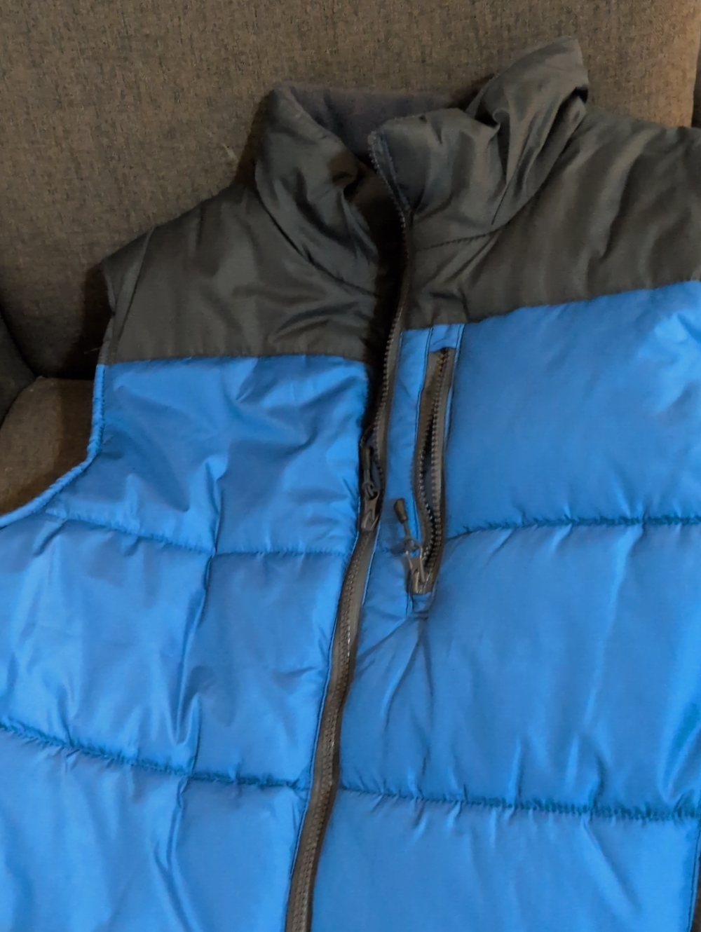 Outdoor Life Blue and Black Puffer Vest with Chest Zip